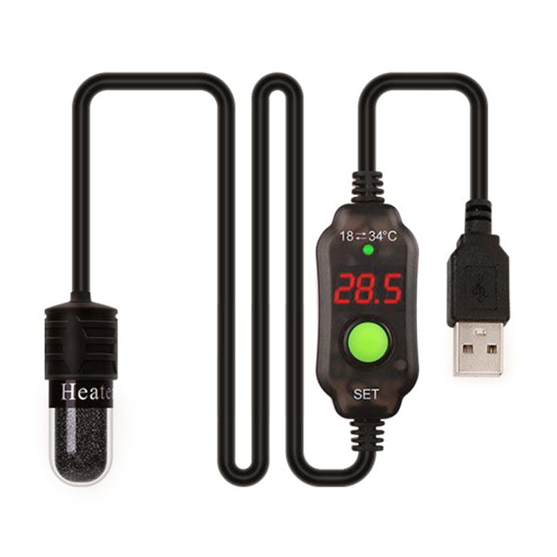 Small Aquarium Betta Heater Adjustable Temperature Range Digital Display USB Charging for Mini Tank Turtle Tanks