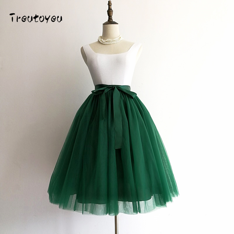 5 Layers 65cm Black Pleated skirt Sexy Midi Tulle skirt High Waist Full Lining Adult Tutu  Style Women Jupe Femme Faldas