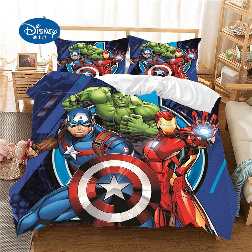 Disney Marvel Avenger Alliance 3D Bedding Set iron Man Captain Queen King Size Comforter Bedclothes Cartoon Duvet Cover Boy Gift