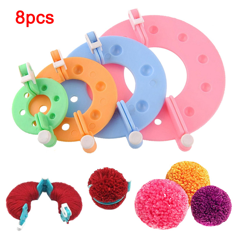 8 Pcs Pompom Maker Kit Knitting Crafts Different Sizes Plush Ball Making Tool LBShipping