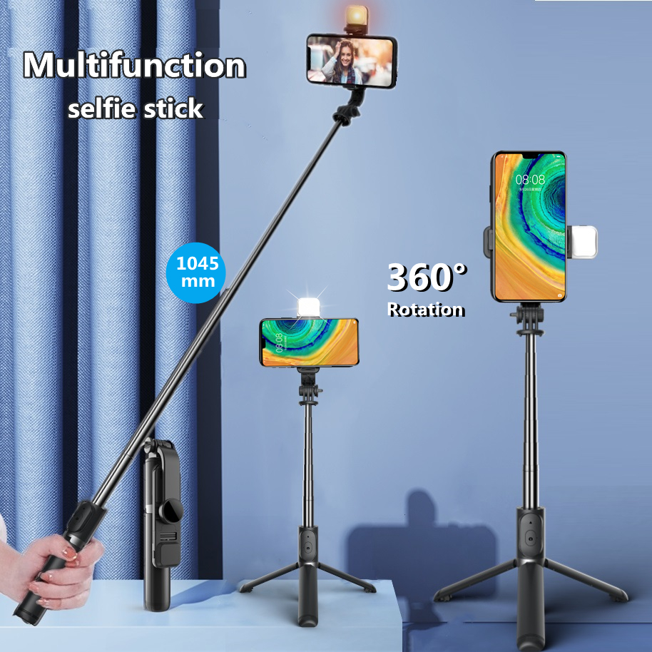 FANGTUOSI  Wireless selfie stick tripod Bluetooth Foldable Monopod With Led light remote shutter For iphone Wholesale