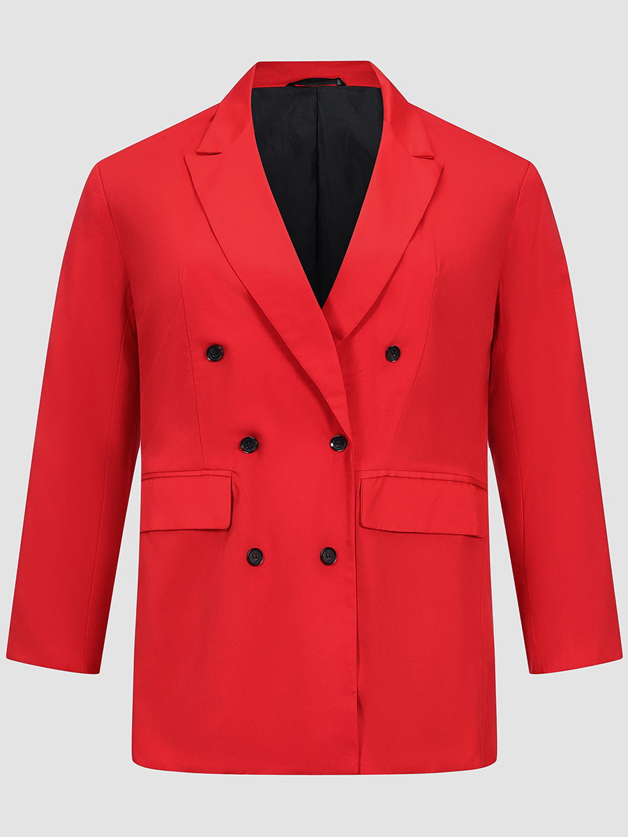 Finjani Lapel Neck Double Breasted Blazer Spring and Autumn  Plus Size Solid Long Sleeve Elegant Women's Clothing