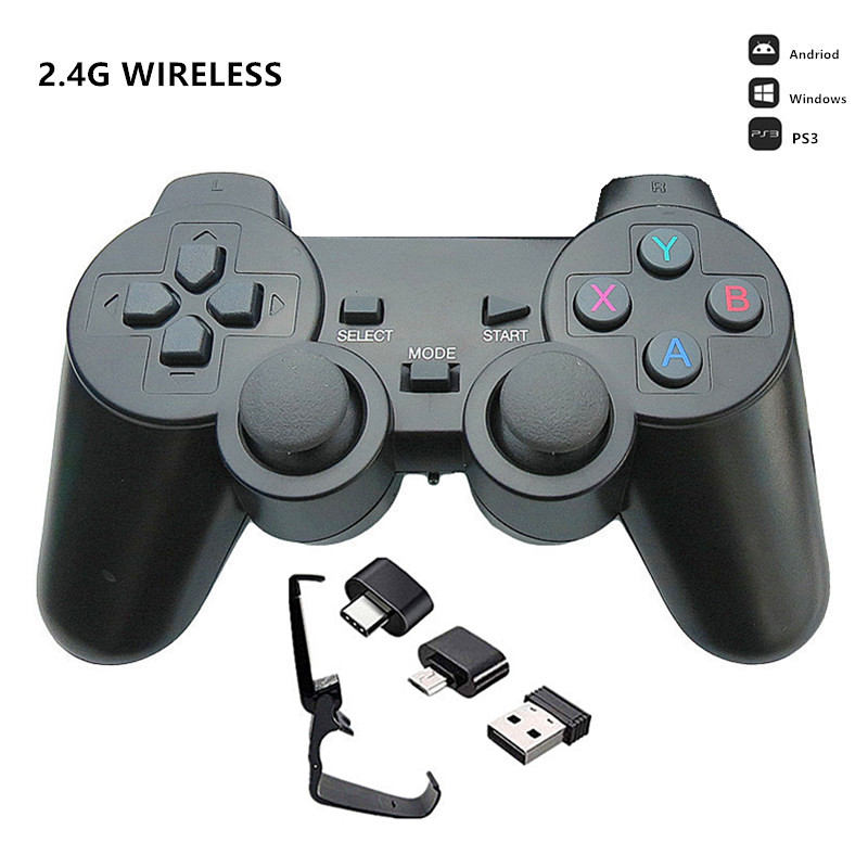 2.4G Wireless Game Controller Joystick With Micro USB OTG Adapter For PS3 / PC / TV Box /Android Phone/Tablet Gamepad