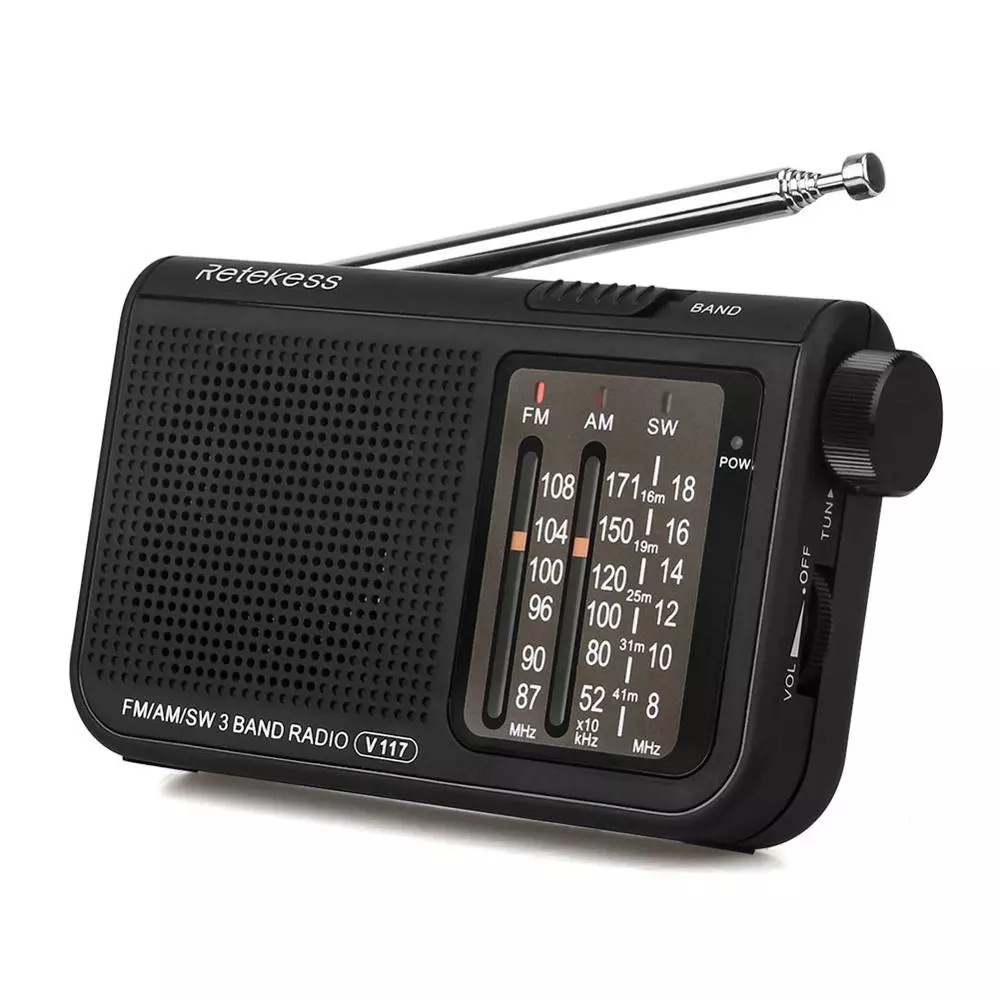 V117 Portable 3 Band Radio AM FM Small Emergency Transistor Radio Receiver Shortwave Battery Powered Tuner Receiver For Senior