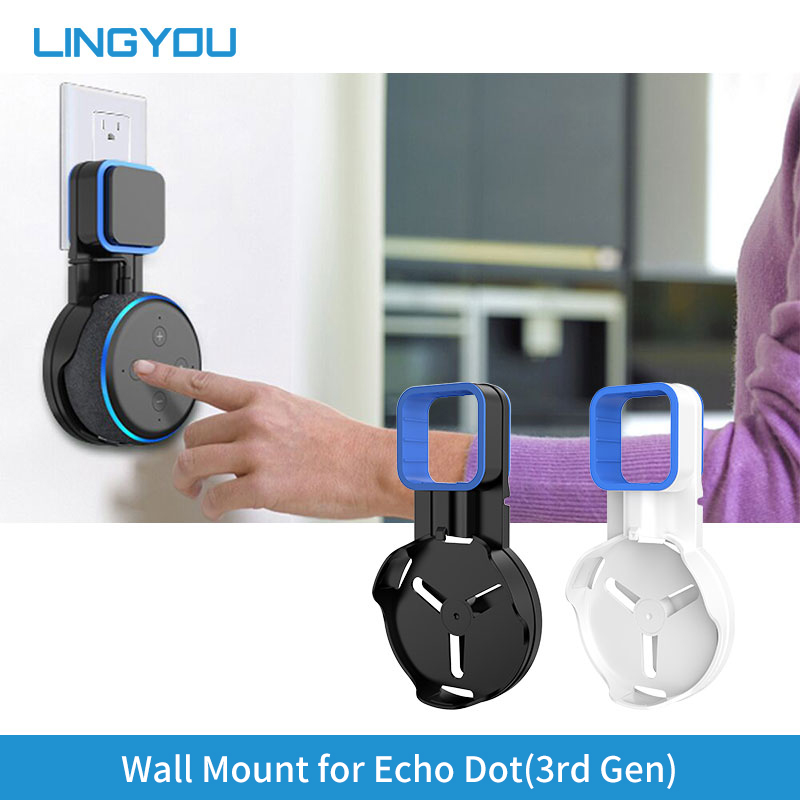 LINGYOU Outlet Wall Mount For Amazon Alexa Assistants Echo Dot 3rd Generation Hanger Holder Stand Space Saving Bracket Accessory