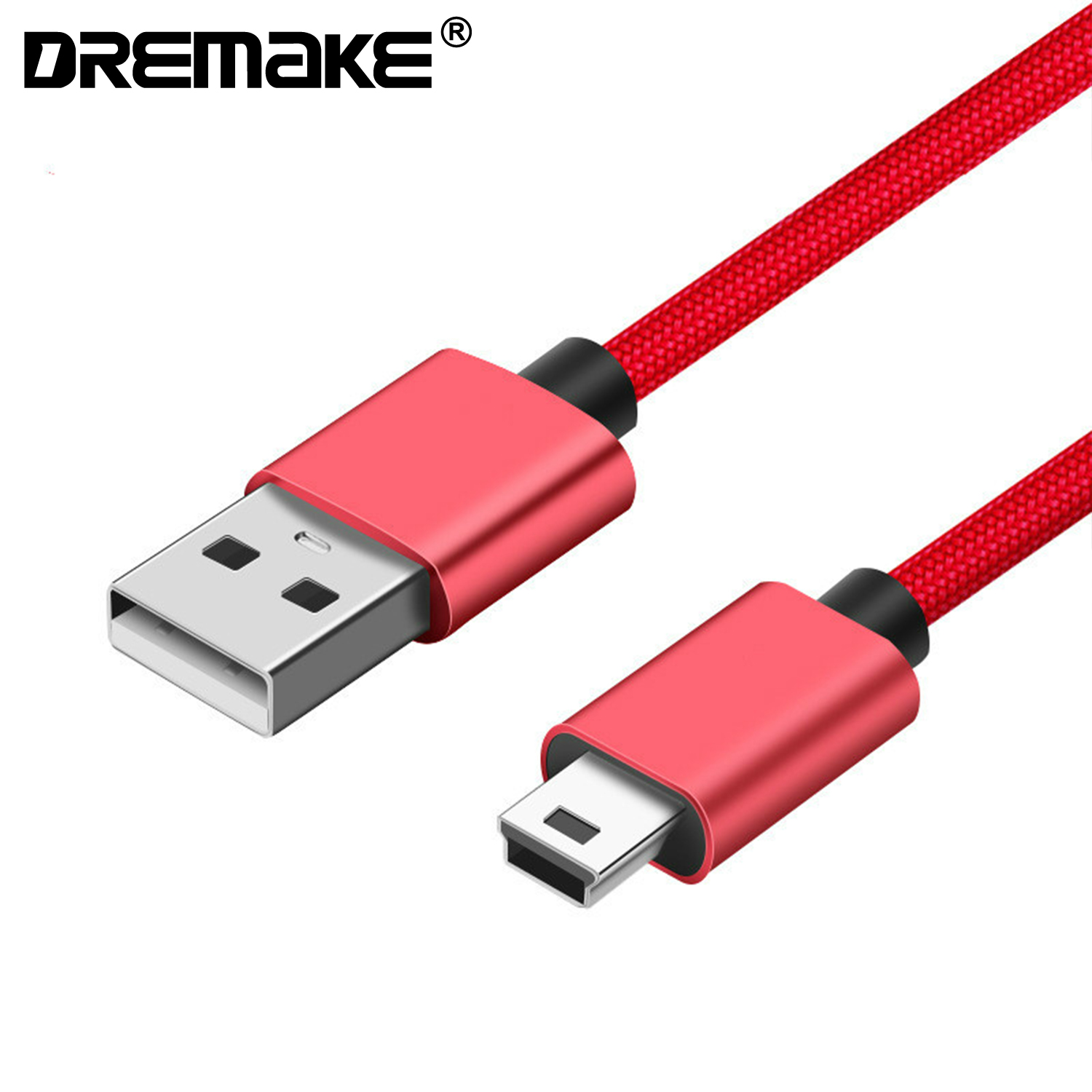 Nylon Braided Mini USB Charging Data Cable， USB Type A 2.0 to USB Mini-B Charger Cord for MP3 MP4 PS3 Controller， Digital Camera