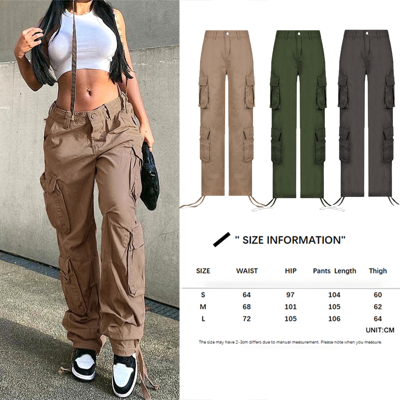Casual Baggy Jeans Women Loose Low Waist Retro Overalls Hip Hop Streetwear Straight Denim Pants Wide Leg Y2K Cargo Pants
