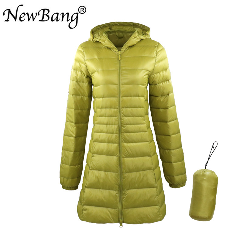 NewBang 8XL Ladies Long Warm Down Coat With Portable Storage Bag Women Ultra Light Down Jacket Women's Overcoats Hip-Length