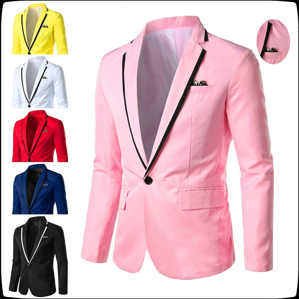 Men's Slim Jacket Business Casual Suit Jacket Wedding Groom Men's One Button Blazer