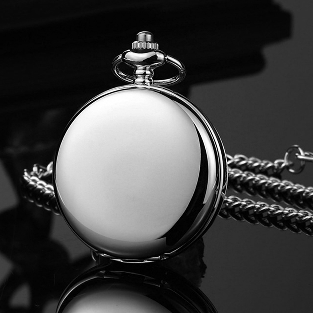 Men's Quartz Pocket Watches Vintage  Charm Silver Pocket FOB Watch Necklace Pendant with Chain Gifts CF1902