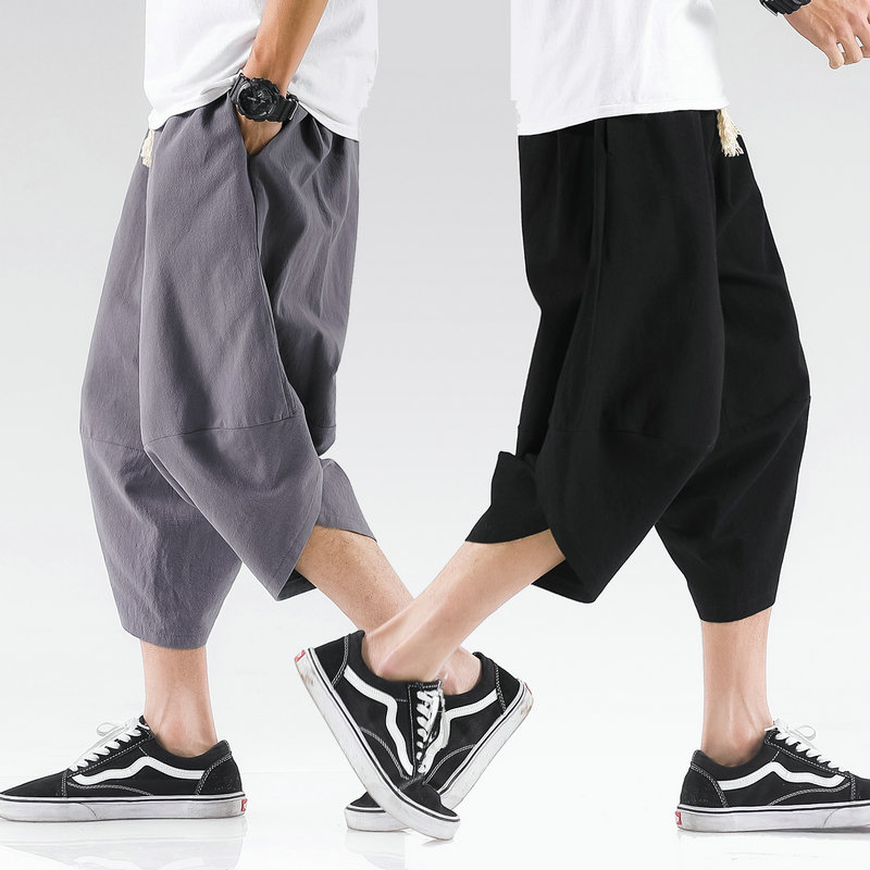 Summer Mens Cross Pants Streetwear Harem Pants Male Loose Chinese Style High  Men Casual Pants able Large Size 5XL