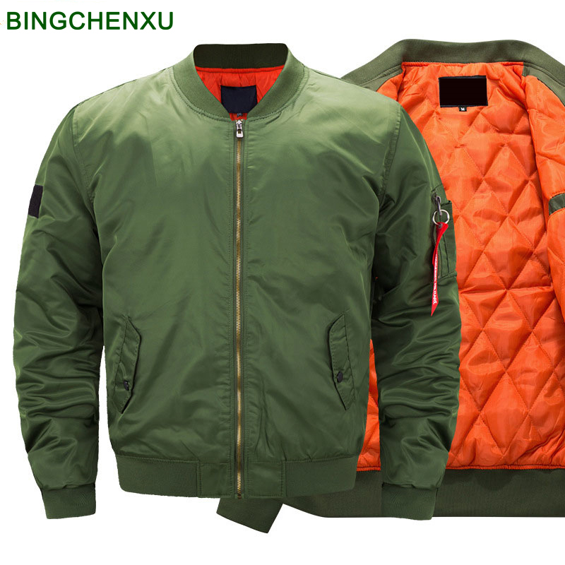 pilot Air men bomber jacket Mens Military Bomber Jackets Men Casual Solid Zipper Pilot Jacket Green Slim Fit Male Coats