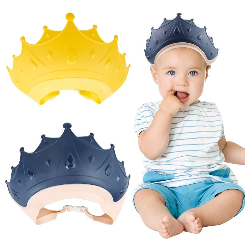 Adjustable Baby Swim Cap Hair Washing Crown Shower Cap Bath Eye Protection Shampoo Cap Baby Care Crown Hair Wash Hat for Kids
