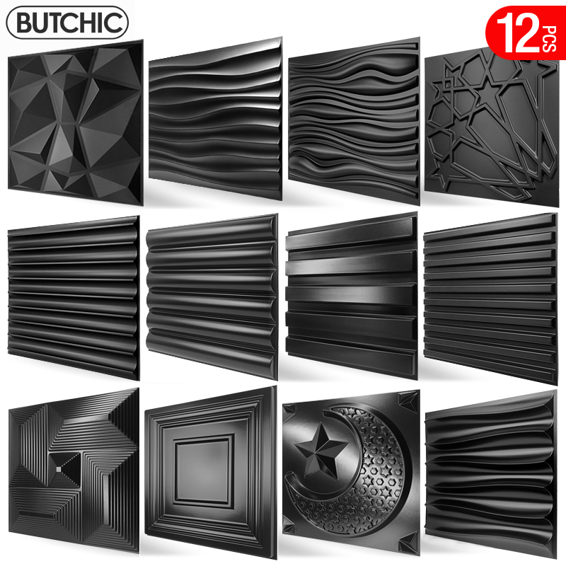 12pcs 30cm house wall renovation stereo 3D wall panel non-self-adhesive 3D wall sticker art tile wallpaper room bathroom ceiling