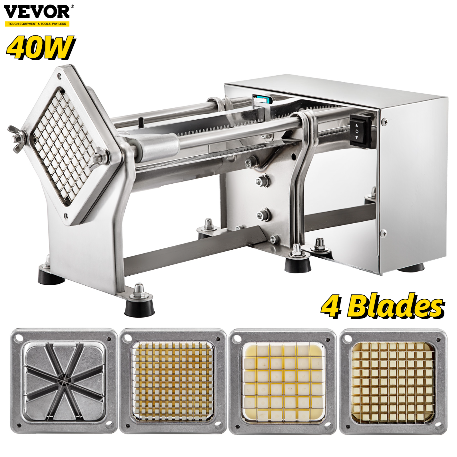 VEVOR Electric Patato Cutter French Fries Silcer Kitchen Cooking Appliances Food Processors Stainless Steel for Vegetable Fruit
