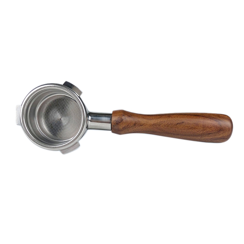 54MM Stainless Steel Coffee Machine Bottomless Filter Holder Portafilter Wooden Handle Professional Accessory