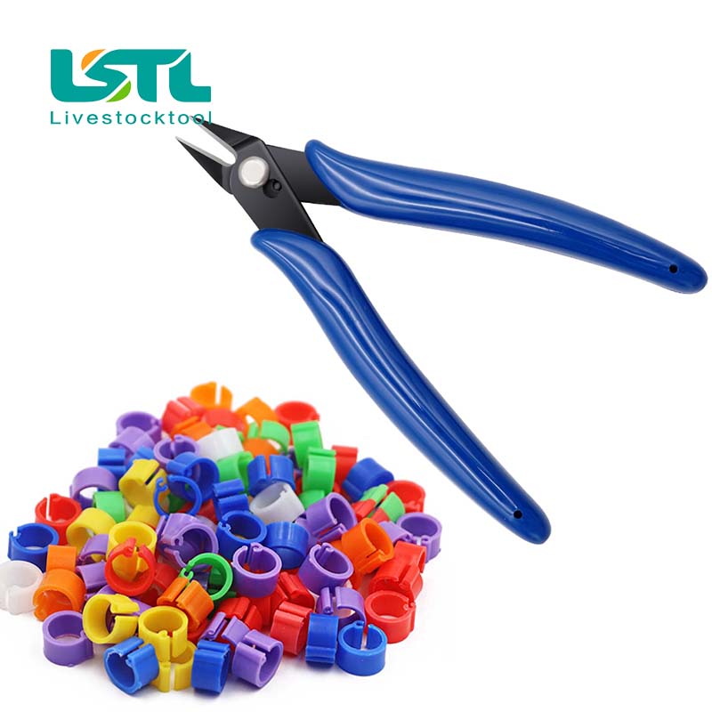 100Pcs Birds Feet Rings Inner Diameter 8mm and Rings Cutting Pliers Plastic Clip Ring Pigeon Dove Quail Foot Ring Farm Animal