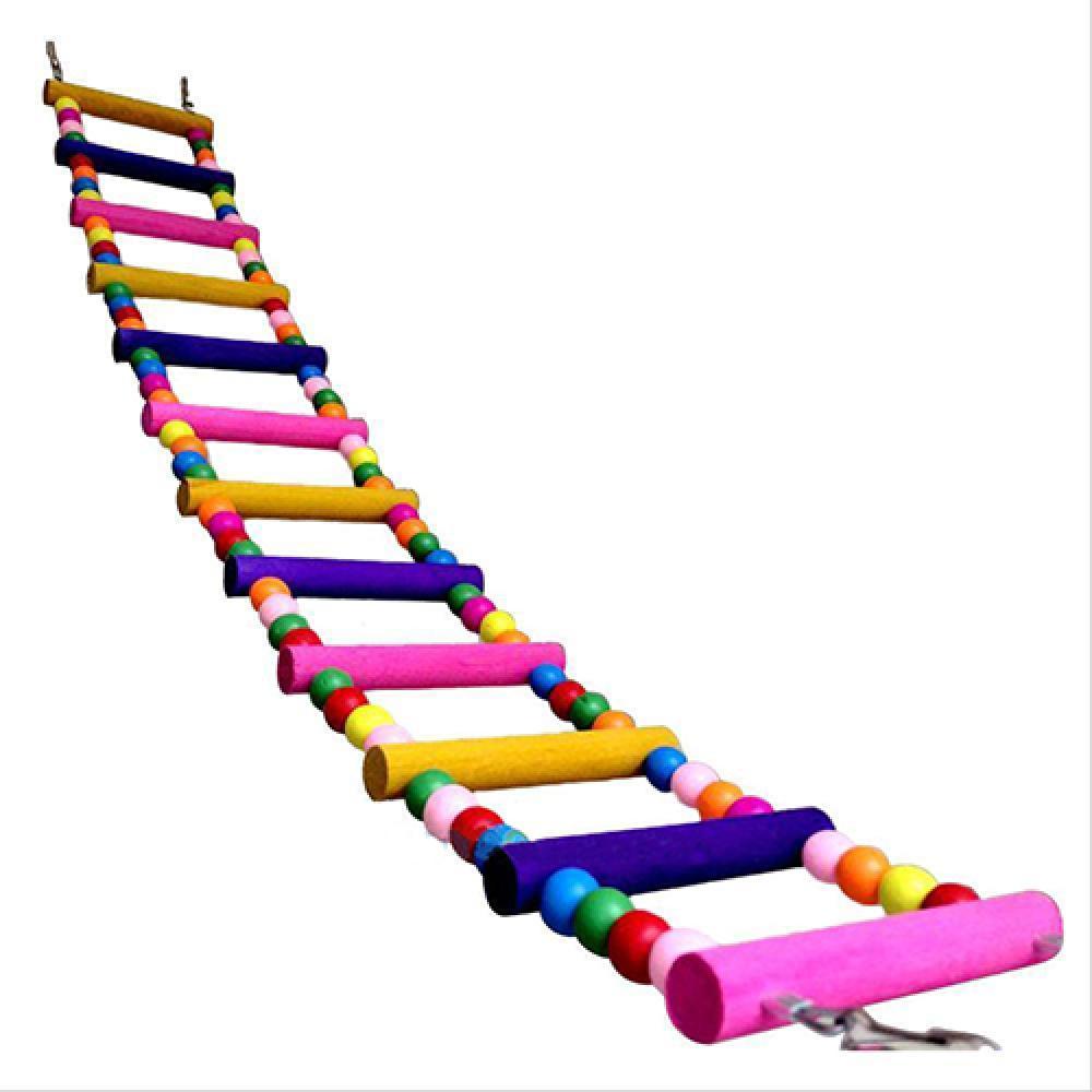 Multicolor Ladder Bridge Budgie Parrot Climbing Bite Toy Parakeet Swing Bird Toy Bird Supplies Handmade