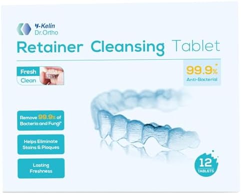 Y-Kelin Retainer and Denture Cleaner 12 Tablets for Dentures Retainers Mouth Guard and Removable Dental Appliances (12 PCS, Mint)