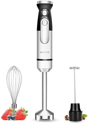 Immersion Blender Handheld,700W Hand Mixer Infinitely Variable Speeds,Multi-function Stainless Steel Stick Electric Kitchen Smoothie Blender with Detachable Whisk, Milk Frother,for Soup Puree