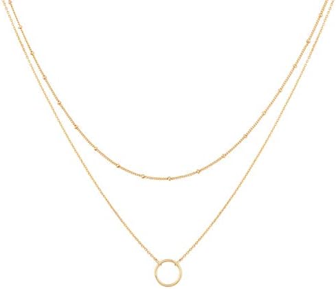 MEVECCO Layered Heart Necklace Pendant Handmade 18k Gold Plated Dainty Gold Choker Arrow Bar Layering Long Necklace for Women