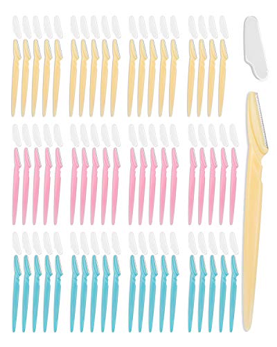 Dermaplane Razor, 60 Pcs Face Razors for Women and Men, Multipurpose Eyebrow Razor, Dermaplaning Tool for Face by MoHern， Multi-Color