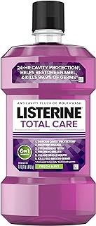 Listerine Total Care Anticavity Fluoride Mouthwash, 6 Benefits in 1 Oral Rinse Helps Kill 99% of Bad Breath Germs, Prevents Cavities, Strengthens Teeth, ADA-Accepted, Fresh Mint, 1 L