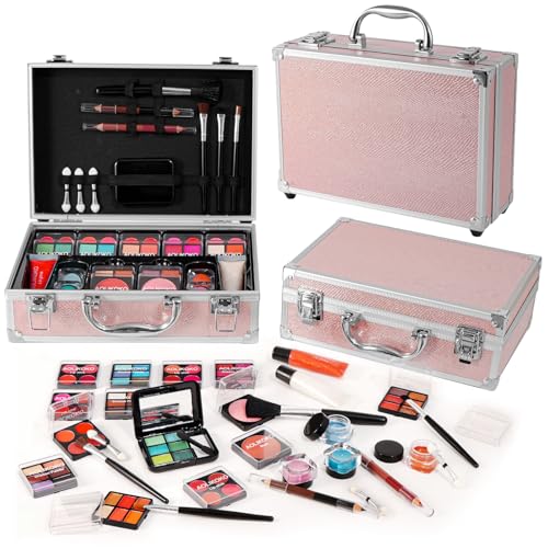 Makeup Kit for Teenager & Women Full Kit, All- In- One Makeup Set With The Cosmetic Train Case, Professional Makeup Kit, Makeup Gift Set for Women Girls(pink)