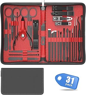 Manicure Set Personal care, Nail Clipper Kit, Professional Nail Clipper Pedicure Set, Nail Tools with Luxurious Travel Case, Gifts for Men Women Family Friend, 31 Pieces (Black)