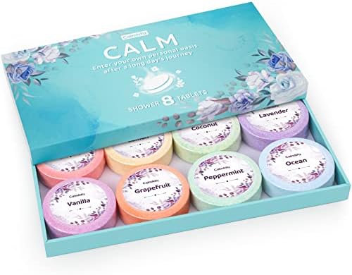 Shower Steamers 8 Pack Set Shower Bombs Tablets in Box with 8 Fragrances with Shea Butter for Self-Care & Relaxation, Idea for Women and Men