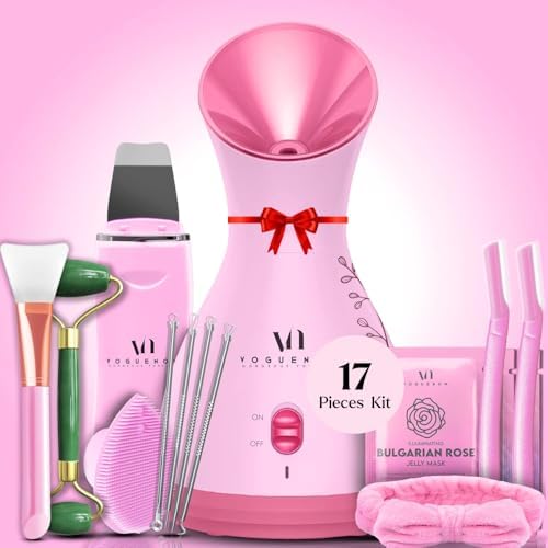 Facial Steamer Spa Gifts with Complimentary 17 Skin Care Tools | Face Steamer Gift Set for Women with Towel Warmer & Humidifier Mode| Self Care Gifts for Women, Spa Gifts, Womens Christmas Gifts