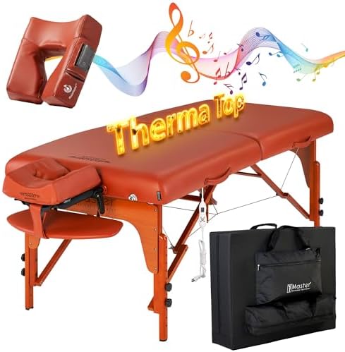 Master Massage 31" Santana TT Massage Table Beauty Bed Package with Extra MusicMaster Ergonomic Dream Sound Face Cradle Cushion- Cinnamon