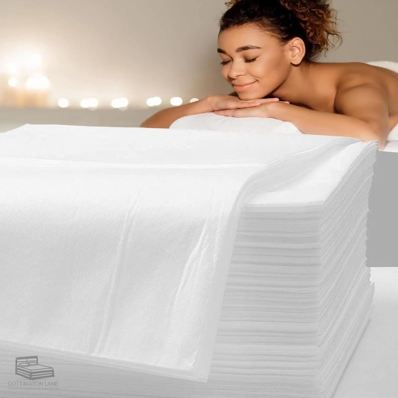 20 Pcs Disposable Bed Sheets 31" x 71" - Massage Table Bed Sheets Non Woven Fabric - SPA Bed Cover Breathable for Massage Beauty Salon Tattoos - Massage Table Sheets Disposable Non Woven (White)