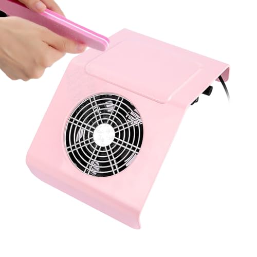 ThreeH Nail Dust Collector 40w High Powerful Nail Fan Dust Collector Electric Vacuum Cleaner for Acrylic Gel Removal Foot Hand Nail Care Products, Pink