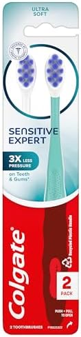 Colgate Sensitive Expert Ultra Soft Sensitive Toothbrush Pack, Extra Soft Toothbrush for Sensitive Gums and Teeth, Gently Cleans Teeth and Gums, 2 Pack