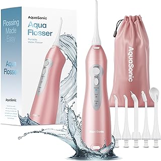 AquaSonic Water Flosser - Cordless Rechargeable Water Flossers for Teeth Cleaning - Waterproof Aqua Flosser, Portable Oral Irrigator for Dental Cleaning with 5 Jet Tips – Braces Home Travel