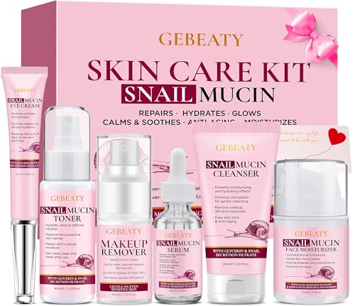 Christmas Gifts for Women,Skin Care Set,Anti-Aging Moisturing Repairing Soothing Snail Mucin Facial Skin Care Routine Kit for Sensitive Dull Skin & Fine Lines,Skincare Gift Set Women Stocking Stuffer