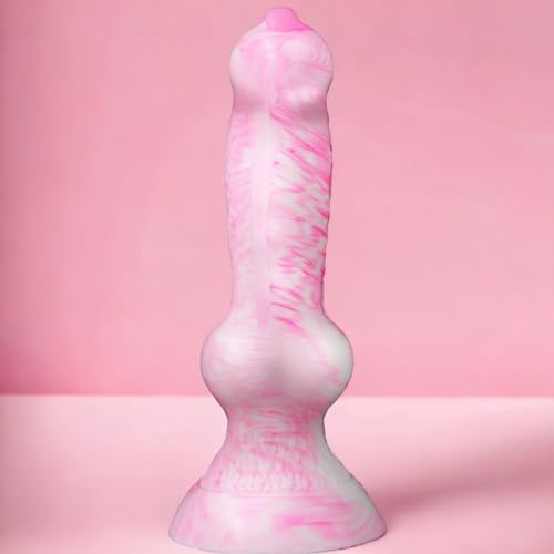 7"Beginner Dog Knot Small Dildo,Realistic Silicone Animal Dildo With Strong Suction Cup, Fantasy Monster Colorful Creature Thin Pink Dildos, Wolf Penis Anal Plug Sex Toy For Women Men Couple Play Game