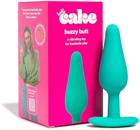 Hello Cake Buzzy Butt - Vibrating Anal Plug - 10 Vibration Modes - Tapered Tip with Flared T-Base - Body Safe Silicone - Rechargeable, Shower Ready and Long Lasting Up To 60 Minutes, Adult Sex Toy