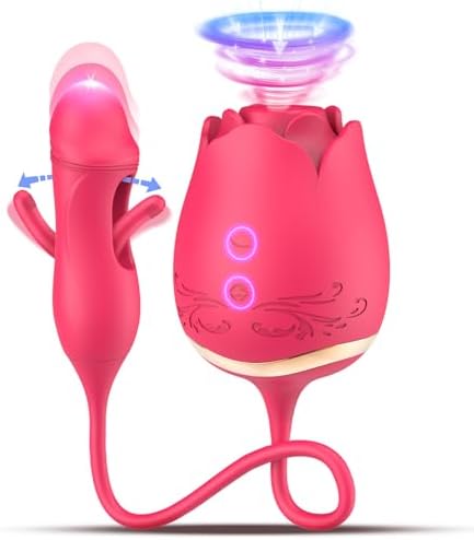 Rose Sex Toys Sucking Vibrator, G Spot Dildo Vibrator for Women with 10 Suctions 10 Flapping Modes, Rose Sex Stimulator Adult Sex Toy, Pink Clit Vibrator