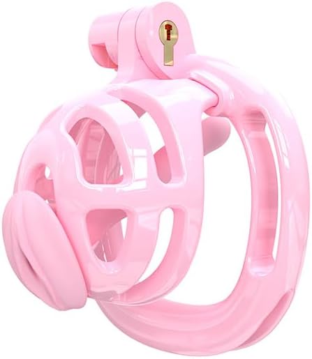 3D Printed Chastity Cage Chastity Devices for Men Bondage Gear & Accessories Lightweight Plastic Cock Cage Slave Tool with 4 Sizes Rings and Elastic Belt (Pink, A)