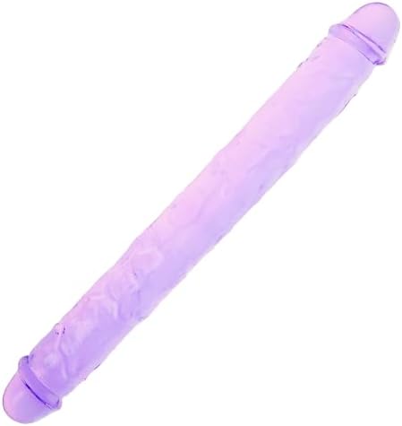 18.1 * 1.7 Inches Double Dildo Crystal Jelly Realistic Anal Long Dildo Penis Soft and Flexible with Veins and Glans Adult Sex Toys for Women/Men/Lesbian Purple