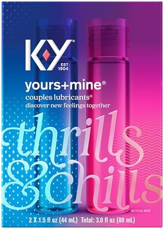 K-Y Yours + Mine Couples Personal Lube, Two Personal Lubricants, Water Based Lube for Women & Glycerin-Based Lube for Men, 2 x 1.5 FL OZ