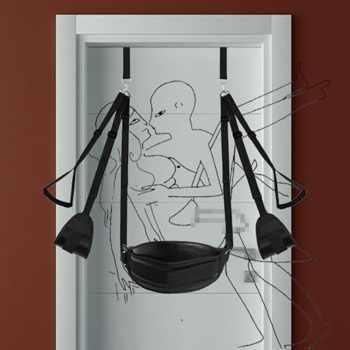 Sex Door Swings Sex Furniture 2024 New 3G Sex Swings Sex Bondage Sex Restraints Wider and Longer Plush Leather Seats Adjustable and Longer Safety Harnesses Hold up to 300LBS Black.