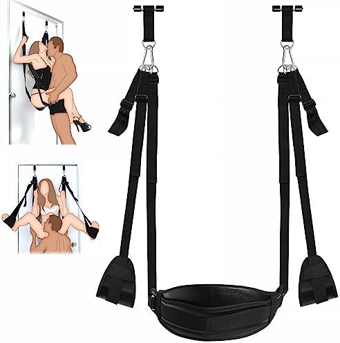 Door Sex Swing BDSM Sex Toys for Couple, Adult Sex Swing Bondage Restraints Leather Widened Soft Plush Seat Sex Slings, Holds up to 300lbs