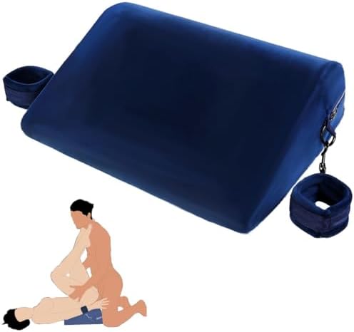 Sex Pillow Foam Sex Furniture Position Pillows with Restraints Handcuffs Set BDSM Bondage Foam Ramp Cushion with Wrist Cuffs Multifunctional Sex Toys Pillows for Couples (Blue)