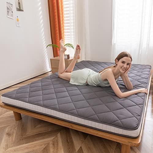 MAXYOYO Japanese Floor Futon Mattress King Size, Floor Bed for Adults, Roll Up Folding Floor Mattress, Diamond Patterned Japanese Floor Bed