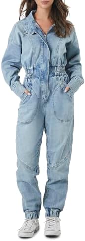 Forever 21 Womens Denim Funnel-neck Jumpsuit