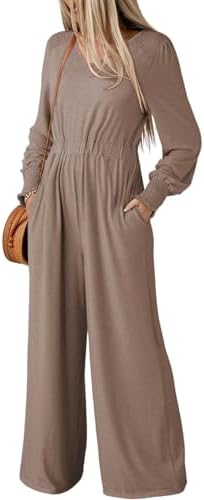 Dokotoo Long Sleeve Jumpsuit V Neck Elegant for Womens Dressy Casual 2024 One Piece Romper Outfits