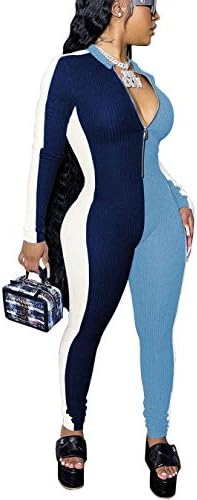 Mrskoala Women's Sexy V Neck Comfy Party Jumpsuit Long Sleeve Bodycon One Piece Long Pant Jumpsuit Romper Clubwear
